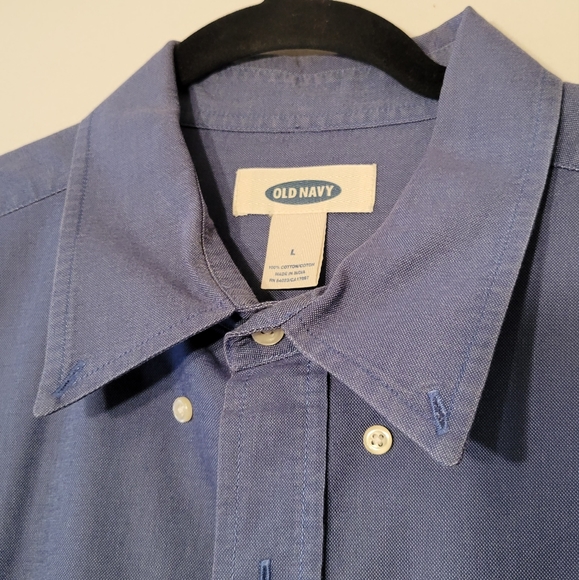 Old Navy Size Large Mens Button Up Dress Shirt Light Blue - Picture 2 of 13